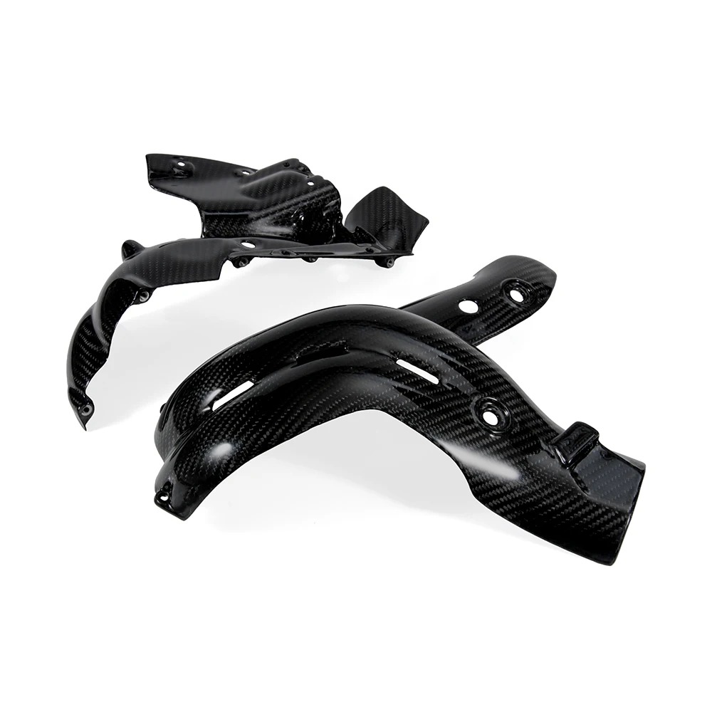 Motorcycle 100% Full Carbon Fiber Exhaust Cover Heat Shield Fairing for Panigale V4 Glassy Black